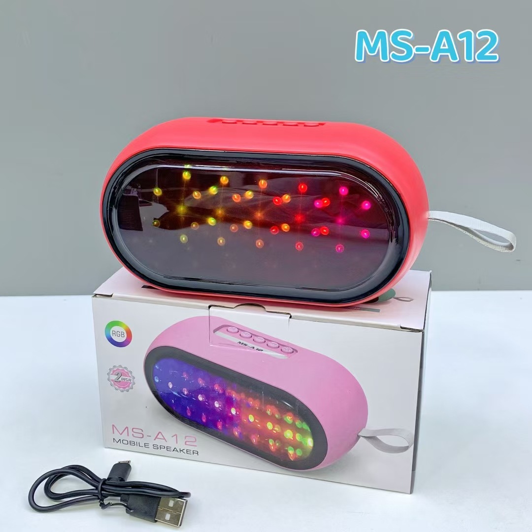 Transfronterizo MS-A12 altavoz Bluetooth de escritorio compacto portátil TWS sonido cool iluminación altavoz de tarjeta al aire libre