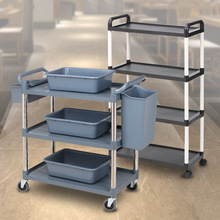 塑料手推车三层火锅车送餐四层上菜车餐厅收碗撤台车大号加厚收集