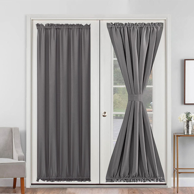 Amazon foreign trade French solid color shading door curtain rod type small door and window curtain finished factory wholesale Amazon foreign trade French solid color shading door curtain rod type small door and window curtain finished factory wholesale