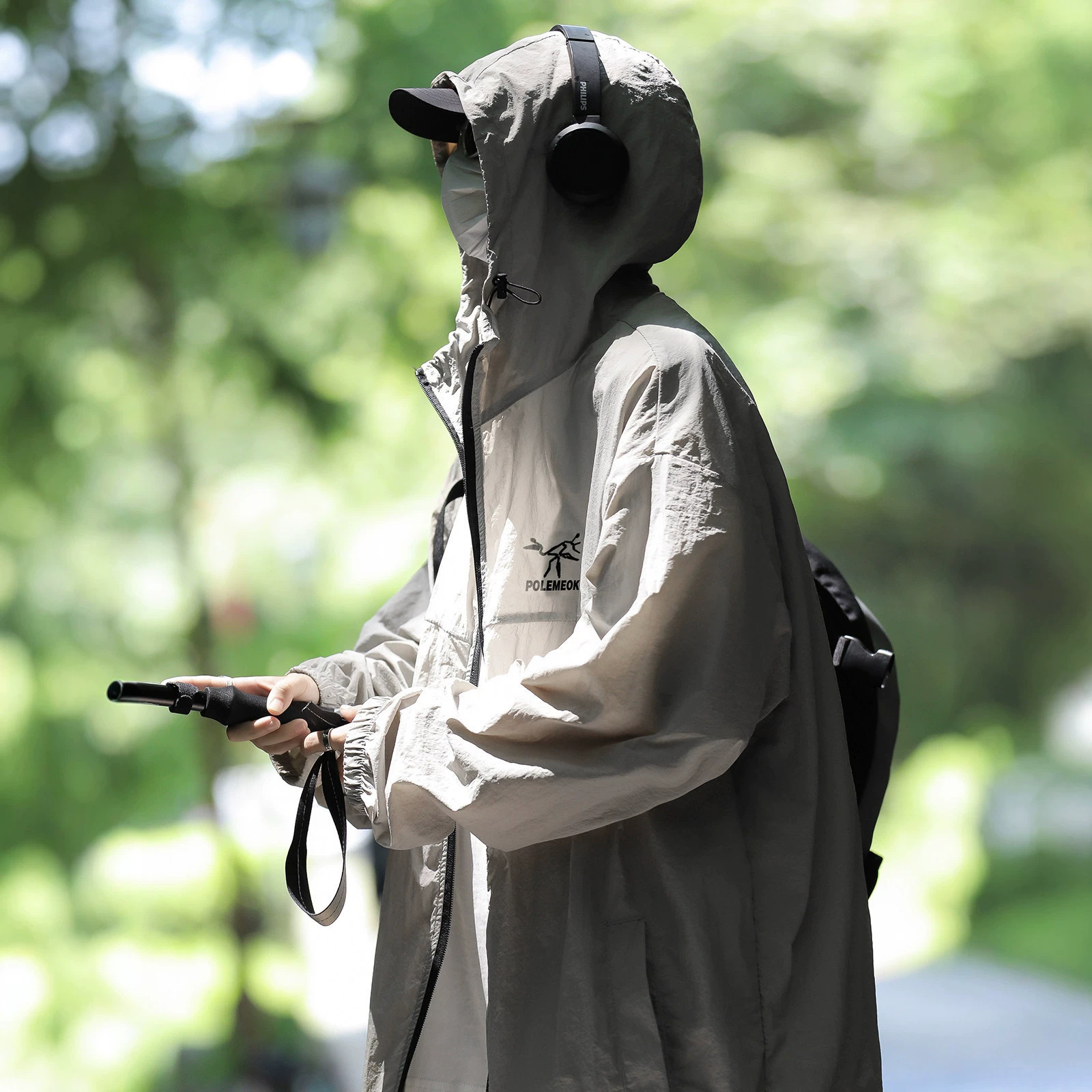 Summer Ice Silk Hooded Sun Protection Jacket for Men, Trendy Brand, Couple Style, Loose Fit, Versatile Outdoor Sports Plus Size Jacket