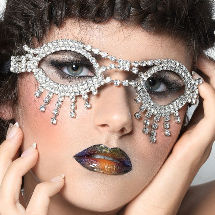 AliExpress Venta caliente rhinestone gafas cadena europea y americana bola borla cuerda elástica Cara accesorios Cara cadena image 1