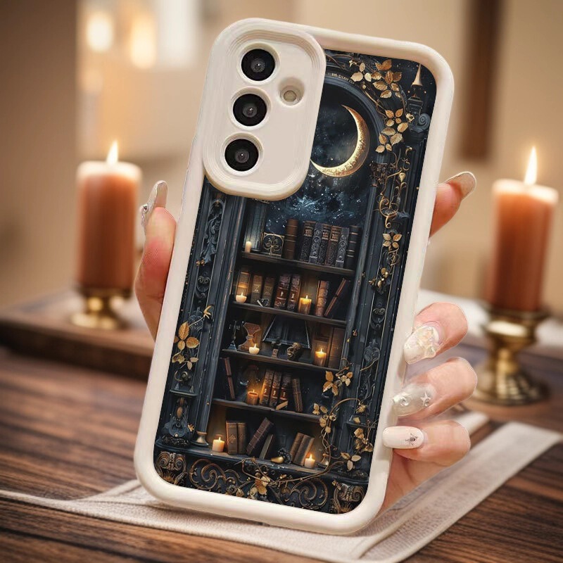 Moon Bookshelf Suitable for Samsunga73 Mobile Phone Case Samsung Galaxy S25Plus Retro A71 All-Inclusive S24