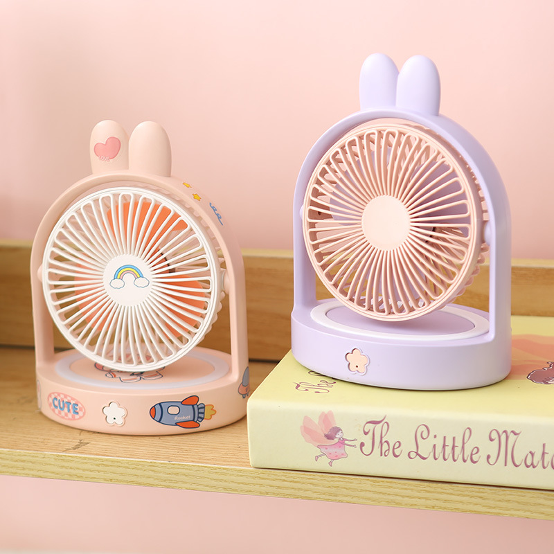 Creative new summer cute bunny ear table fan USB mini student portable DIY desk electric fan