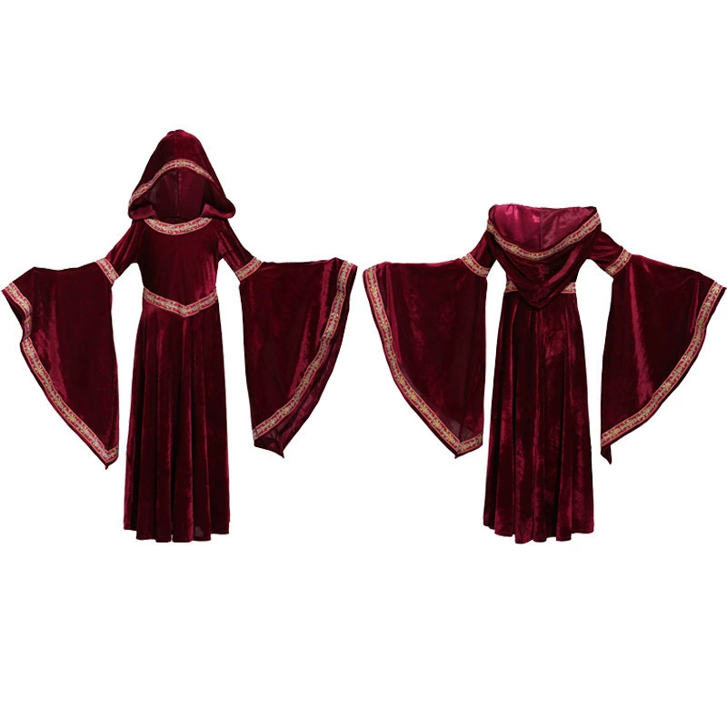 Suit, burgundy black children's retro dress, halloween, European style