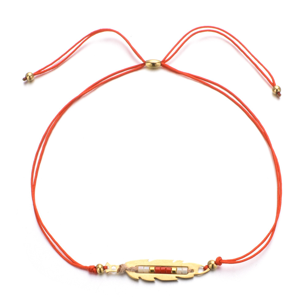 9g Weight Bracelets Classification Simple Style Leaf Stainless Steel Rope Women's Bracelets