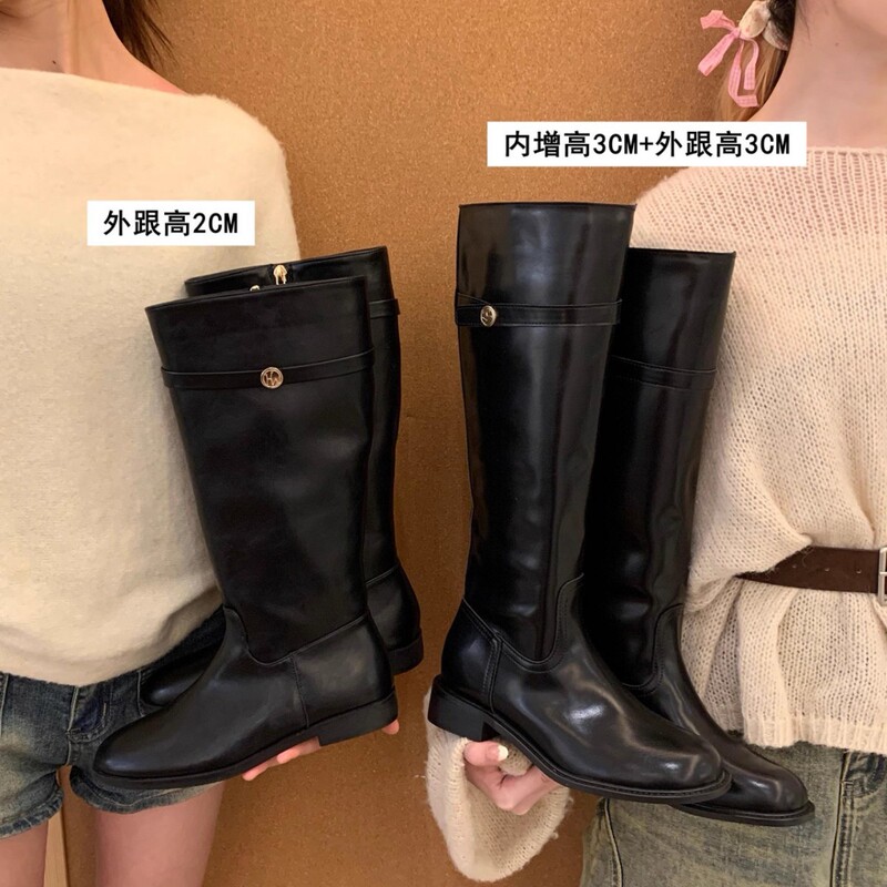 Soft Leather Boots with 6cm Hidden Heel, Versatile Straight-Leg Style, 2025 Autumn and Winter New Retro Casual Slimming Over-The-Knee Long Boots Soft Leather Boots with 6cm Hidden Heel, Versatile Straight-Leg Style, 2025 Autumn and Winter New Retro Casual Slimming Over-The-Knee Long Boots