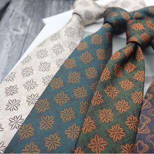 Vintage Pattern brown Tie Men's and Women's 8CM Dress Professional Business Casual All-match Hand Print Flower Tie