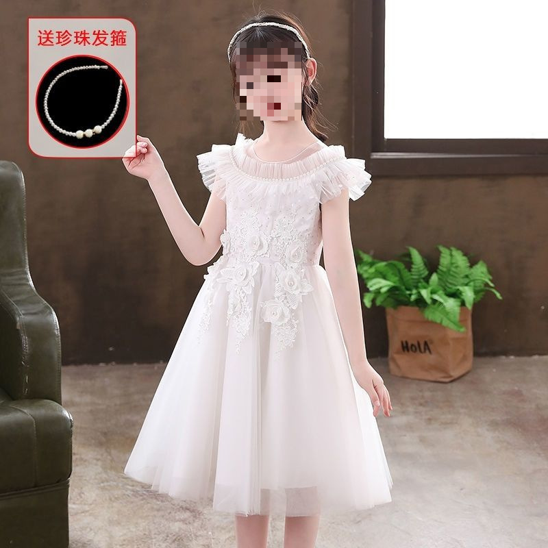 Snow White Dress Girls New Dress Fairy Fashion Internet Celebrity Style Mesh Little Girl Children's Dress Summer