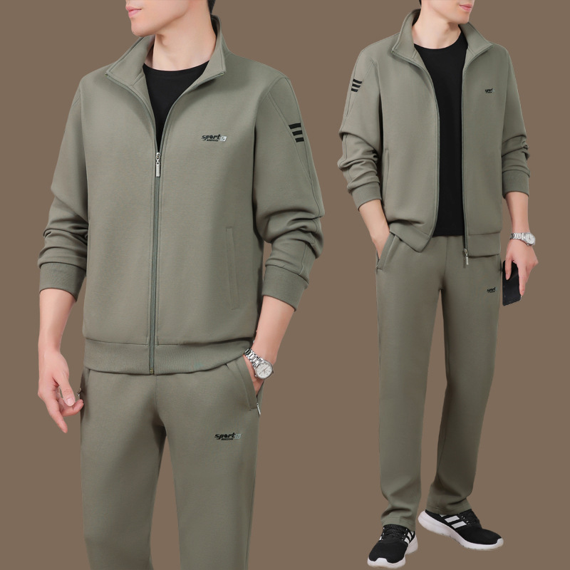 Middle-Aged and Elderly Men's Sports Suits Spring and Autumn Dad Casual Jackets Thickeneded Velvet Loose Sports Clothes Middle-Aged and Elderly Men's Sports Suits Spring and Autumn Dad Casual Jackets Thickeneded Velvet Loose Sports Clothes