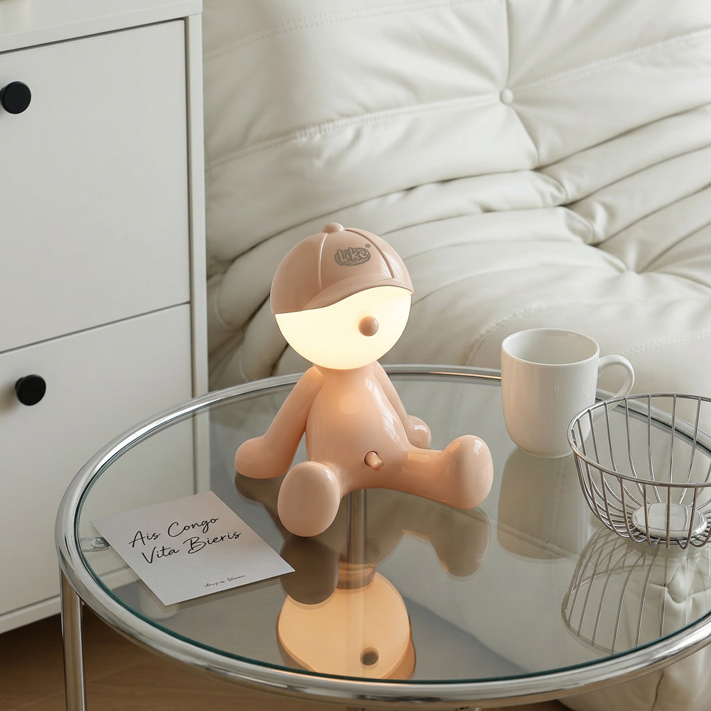 Lámpara de noche recargable con forma de sombrero, diseño de niño tímido sentado, para dormitorio, dormitorio universitario, lámpara de escritorio pequeña, regalo, adorno, luz nocturna divertida y peculiar