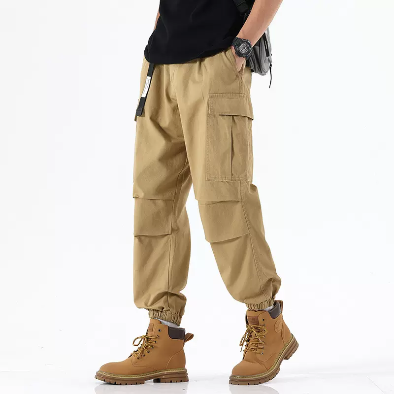 美式复古多口袋工装裤男款2025新款春季休闲裤春秋宽松束脚裤子男