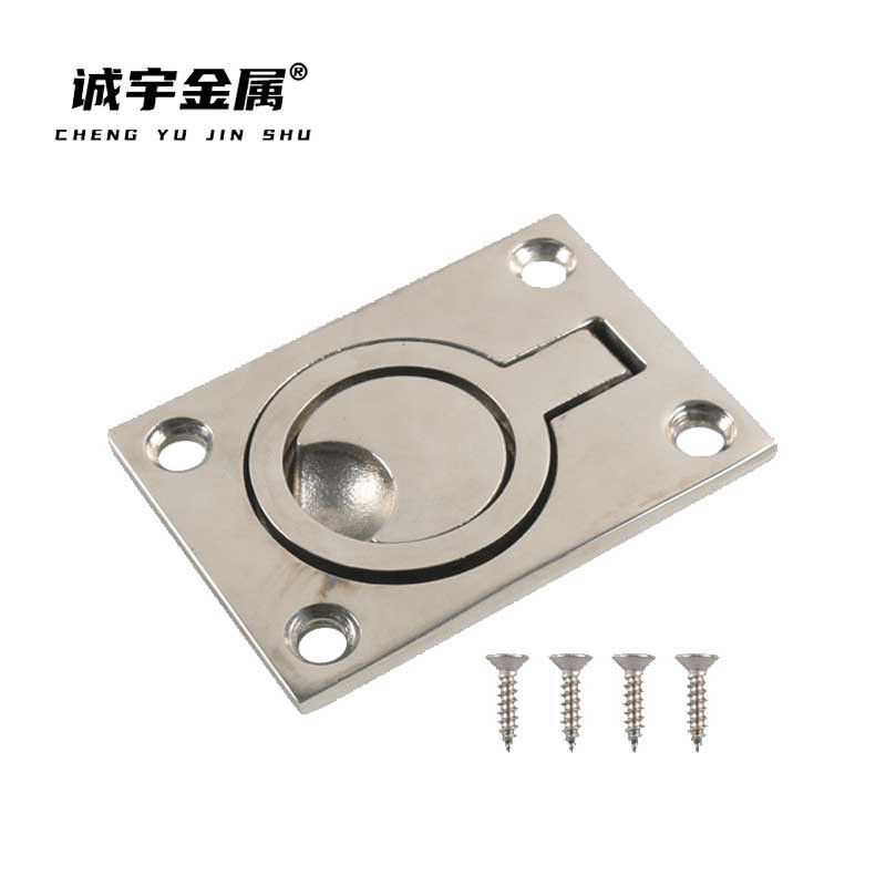 62*44MM方形地板扣 316不锈钢船用舱盖拉环 游艇甲板拉手镜面抛光