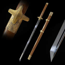 龙泉市刀剑元朝刀一体长刀S7锋钢镜面研磨直刀冷兵器钢刀未开刃