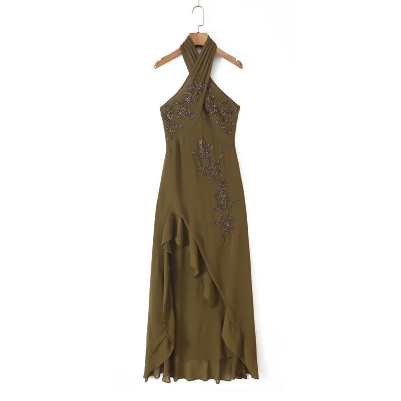 European and American wholesale 2026 autumn new women's heavy beaded and embroidered halter neck maxi dress U21-15780 European and American wholesale 2026 autumn new women's heavy beaded and embroidered halter neck maxi dress U21-15780