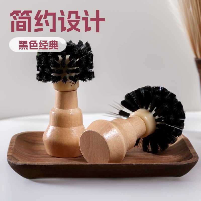 국경 간 커피 기계 분말 그릇 청소 브러시 단단한 나무 손잡이 커피 가루 청소 브러시 컵 커피 기계 청소 브러시