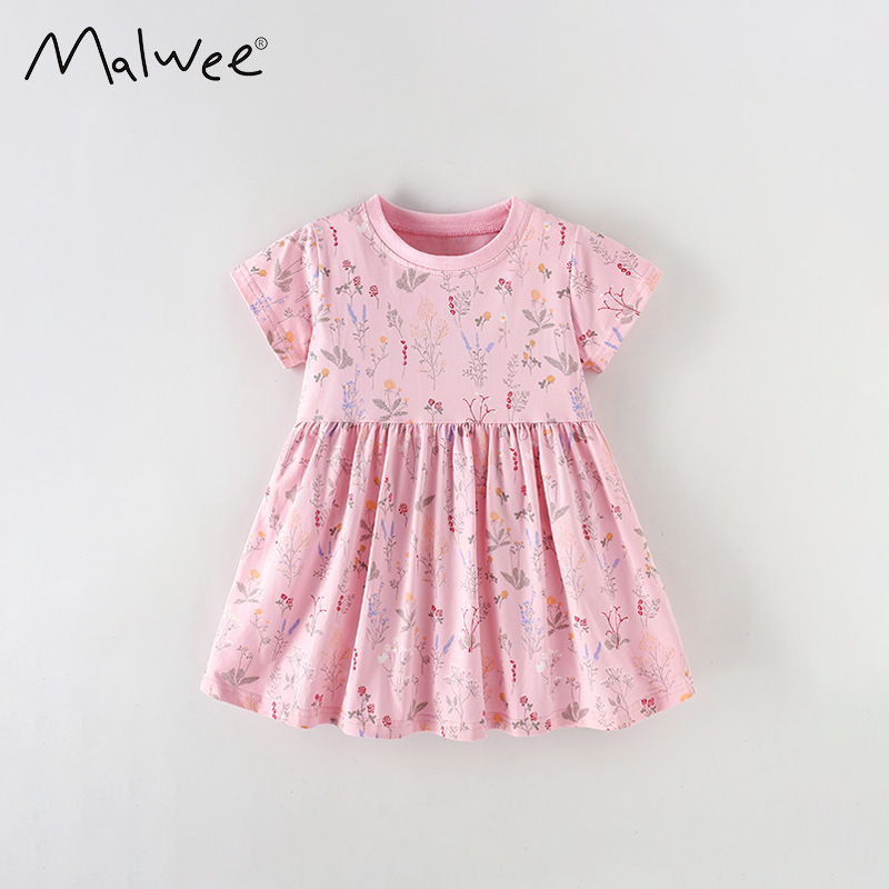 Cross-border malwee nuevo vestido de niña encantador A-letter cómodo vestido de princesa casual diario