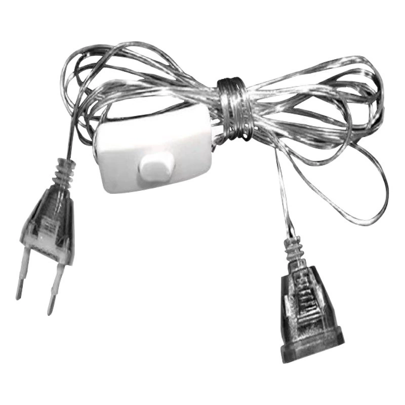 Выключатель светодиодной подсветки, стандарт США/ЕС, удлинитель с 3.5m разъемами и выключателем для подвешивания штор, аксессуары для удлинения световой цепи