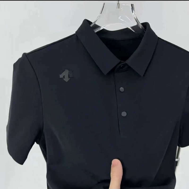D Sante Polo Shirt Casual Sports Men's Silicone Lapel Summer Ice Silk Short-Sleeve T-Shirt Black with White Label Wholesale Available