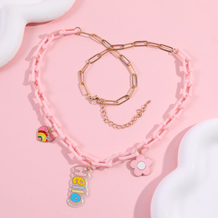 Children's Acrylic Flower Love Necklace Princess Acrylic Open Chain Necklace Spot Wholesale