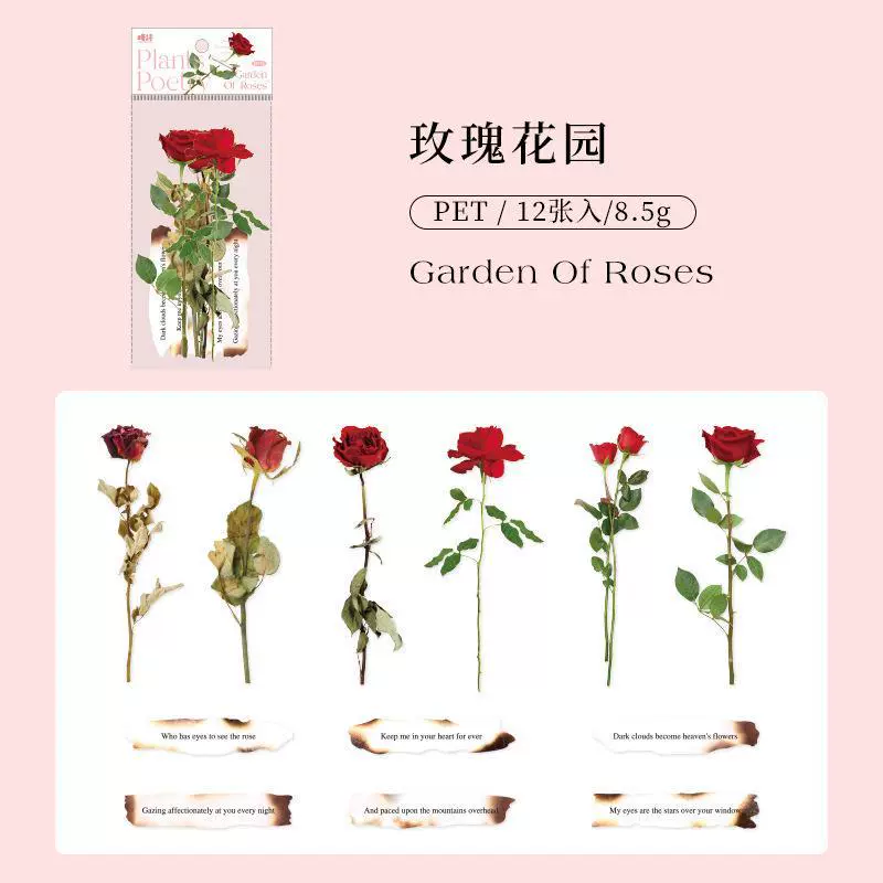 Набор наклеек (Sugar Poetry) поэзия серия Rose DIY, 8 дизайнов, 10 шт в упаковке