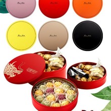 蓝色黑色橙色黄色烘焙圆型小铁罐礼品包装盒牛扎糖曲奇饼干糖盒饼