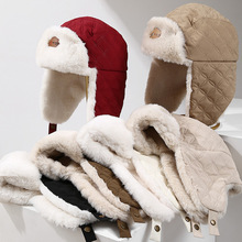 雷锋帽女冬天加厚毛绒骑车子带的帽子男冬季加绒抗严寒护耳防寒帽