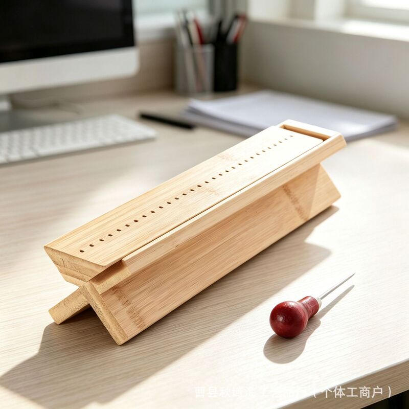 In-Stock Bamboo Binding Tool Set for Book Enthusiasts, Hole Punch Stand, Document Paper Punch Stand, Binding Tool Set