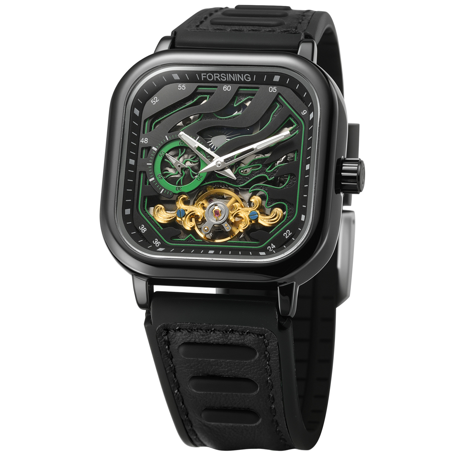 Automatic Mechanical Square Watch European Style Men’s Clock_voghion.com
