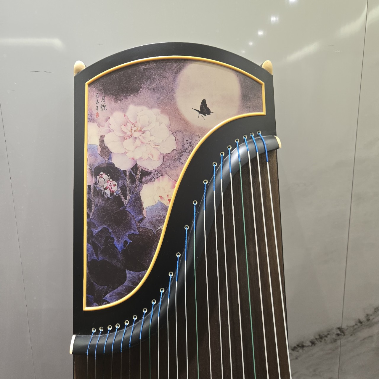 古筝厂家新款批发古筝黑檀绢画款专业演奏古筝绢画古筝