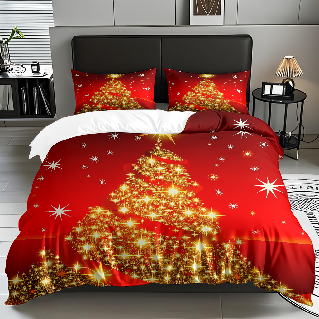 TEMU / JIT impresión digital transfronteriza HD Navidad pro piel suave colcha de cama kit para diseñar venta directa de fábrica