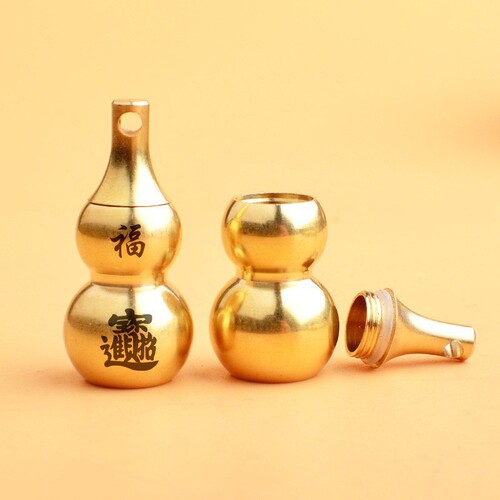 上开盖空心铜葫芦配件可打开大号葫芦黄铜小号葫芦雕刻十二生肖