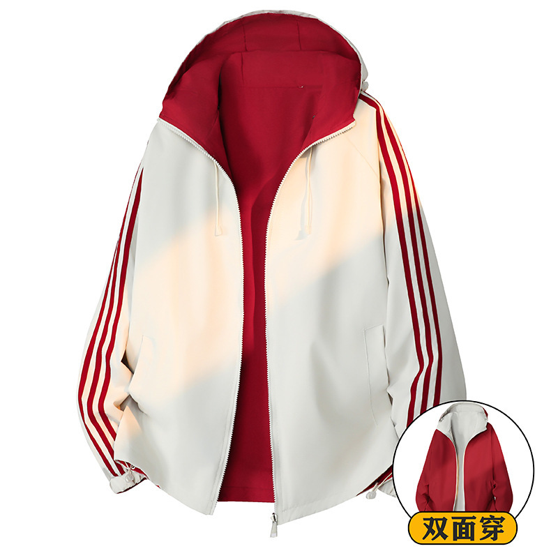 Reversible Hooded Jacket for Men, Windproof and Warm Casual Outerwear, New Spring and Autumn Trendy Sports Jacket 9918 Reversible Hooded Jacket for Men, Windproof and Warm Casual Outerwear, New Spring and Autumn Trendy Sports Jacket 9918