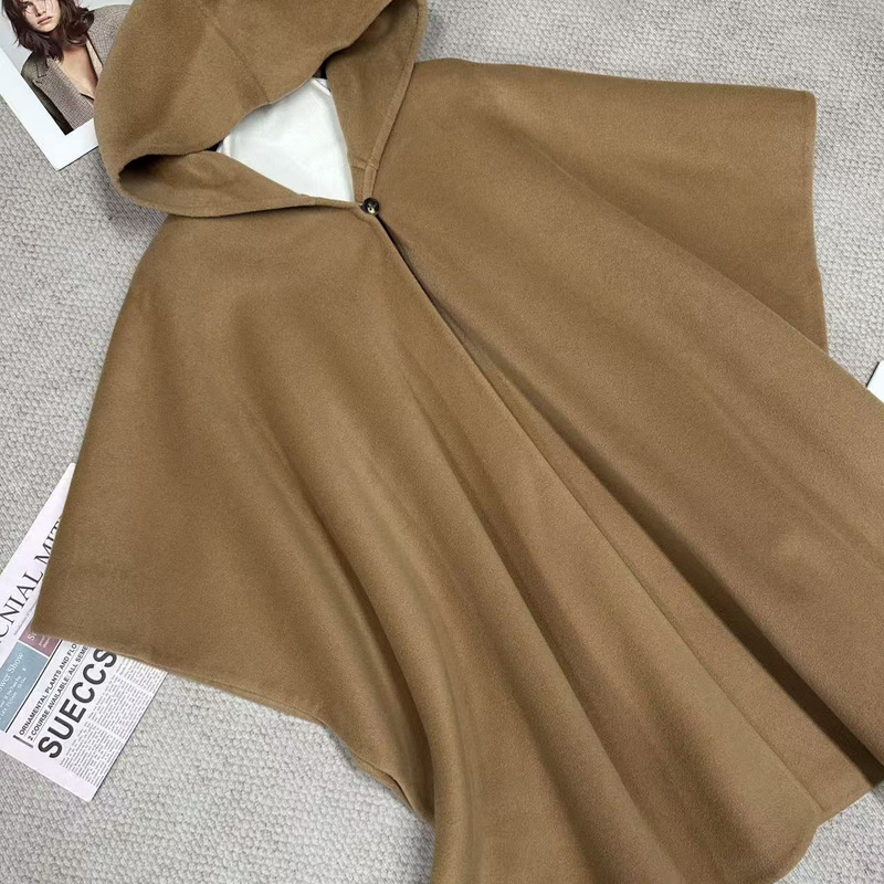 Shenzhen Nanyou 2026 Autumn/Winter New Double-Sided Hand-Stitched High-End Versatile Cashmere Hooded Cape Wool Coat Shenzhen Nanyou 2026 Autumn/Winter New Double-Sided Hand-Stitched High-End Versatile Cashmere Hooded Cape Wool Coat