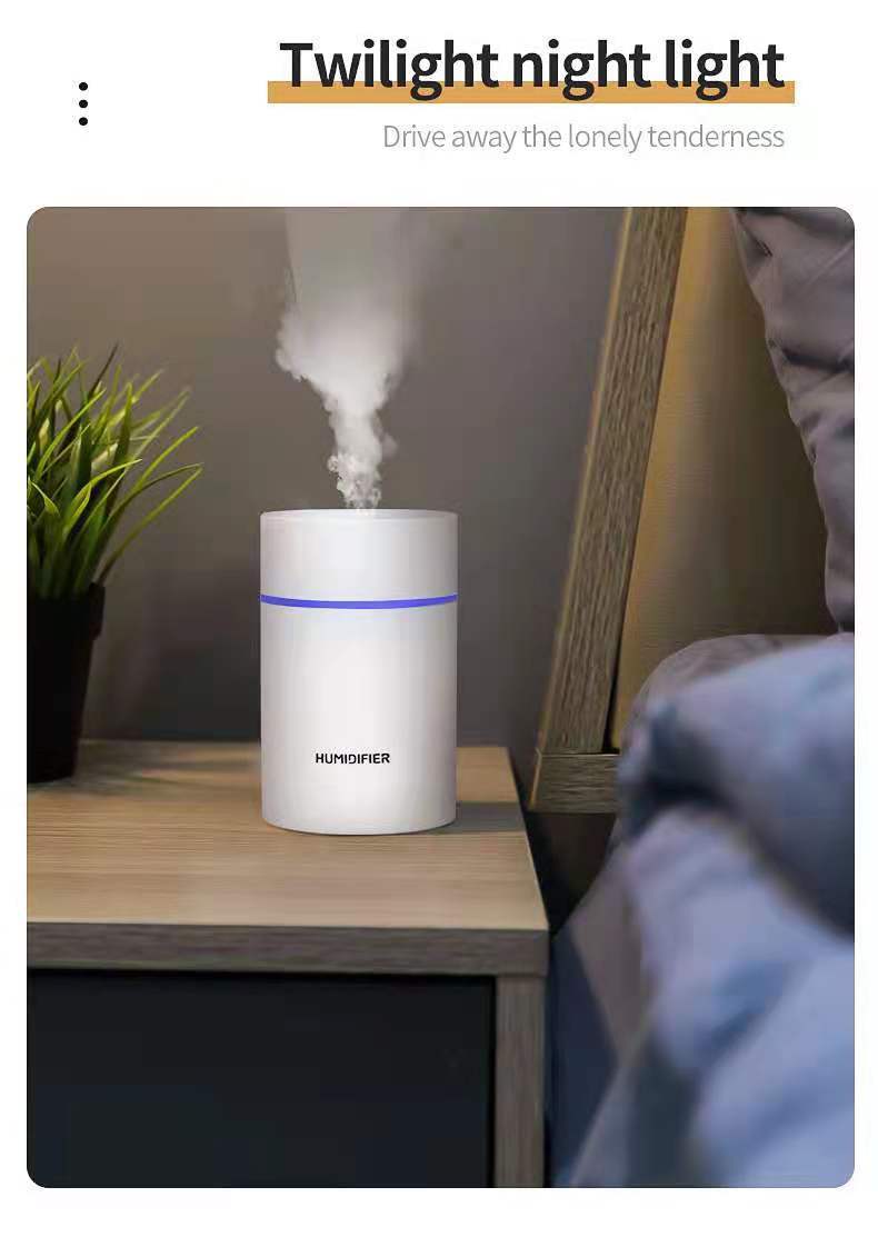 Mini humidificateur pour voiture et bureau, humidificateur d'air portable alimenté par USB avec diffuseur d'huiles essentielles, brume fraîche silencieuse de 500 ml, arrêt automatique, minuterie de 2 à 8 heures_voghion.com