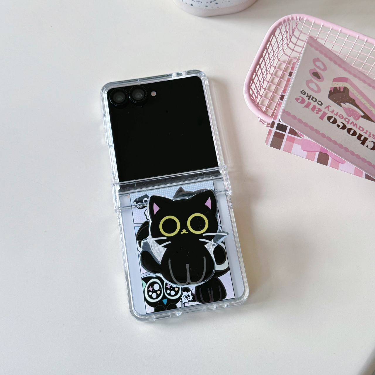 Cute Black Cat Phone Case For Samsung Galaxy Z Flip Series_voghion.com