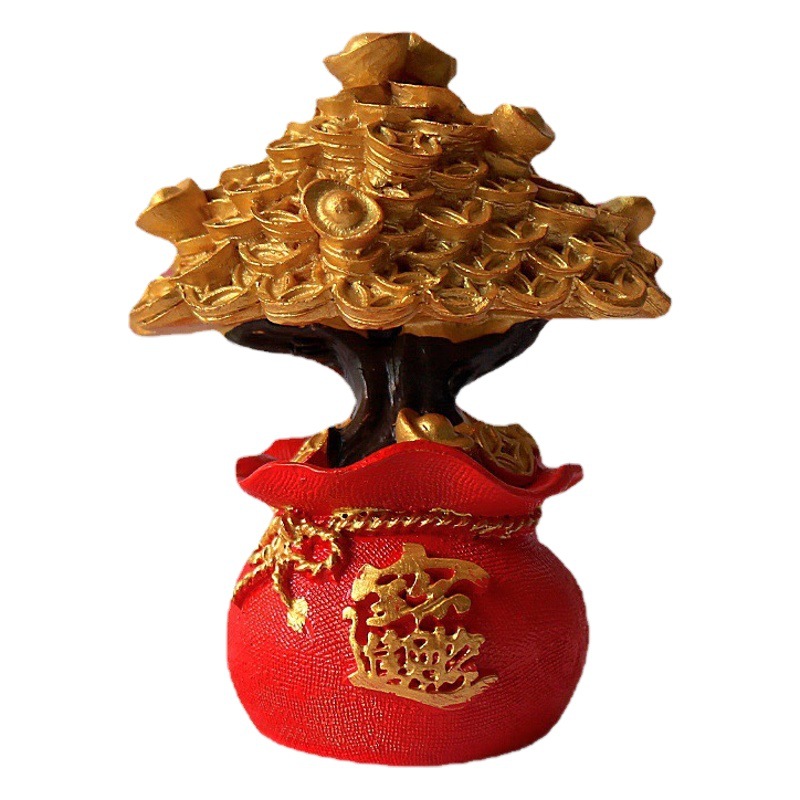 Adornos de lingotes de oro que atraen la fortuna, cuenco del tesoro, árbol del dinero para el hogar, bolsa de dinero, decoración para coche, decoración para oficina