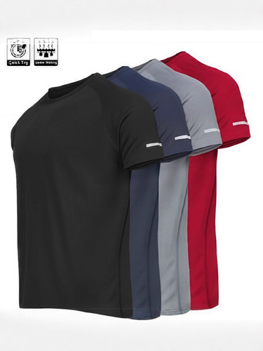 Cross-border European code multi-piece men's short-sleeved sports T-shirt quick-drying running blue football training fitness casual clothes