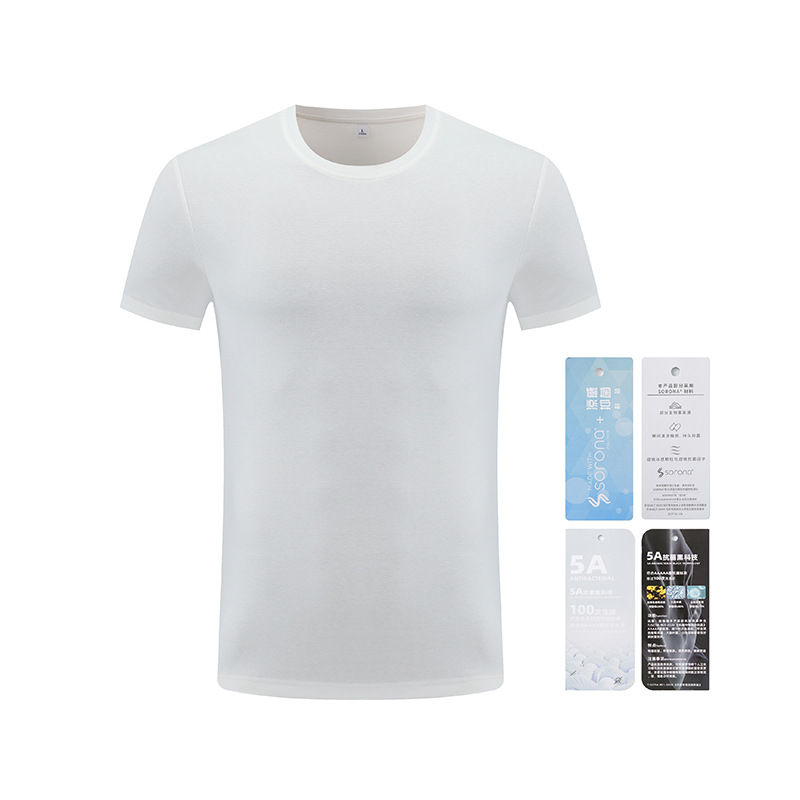 50 hombros, doble cara, antibacteriano, cuello redondo, manga corta, ropa de trabajo, camisa cultural, camiseta de algodón, logotipo personalizado