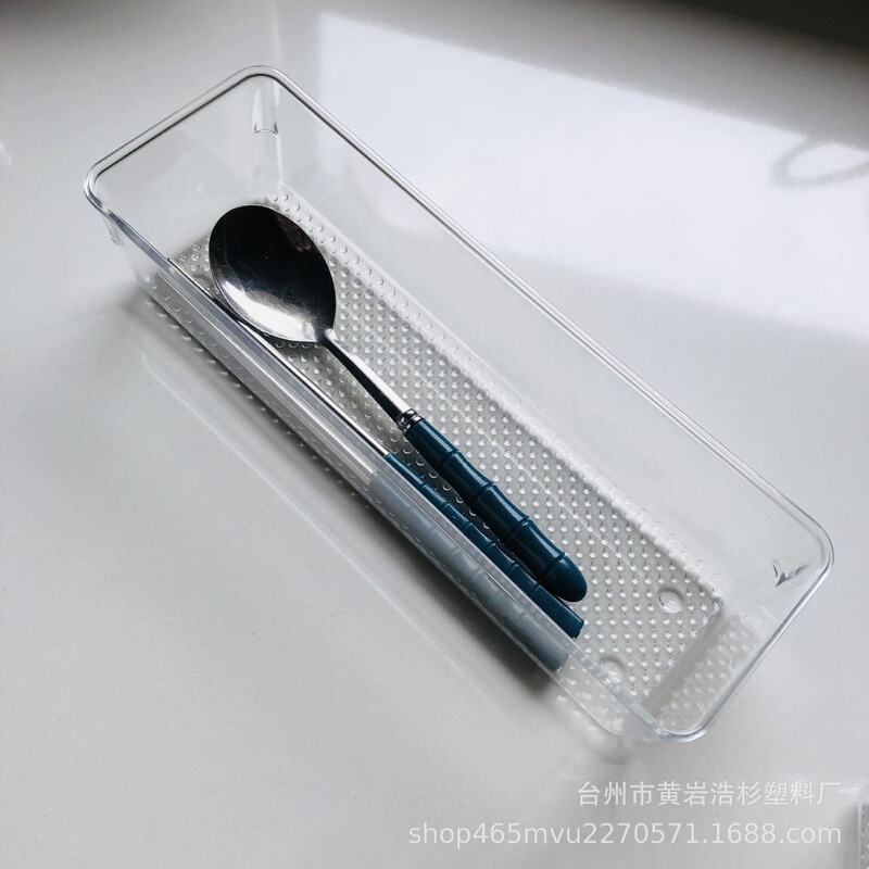 引き出し式透明収納ボックス シンプルな水玉模様の食器箸スプーン整理ボックス デスクトップ化粧品収納ボックス|undefined