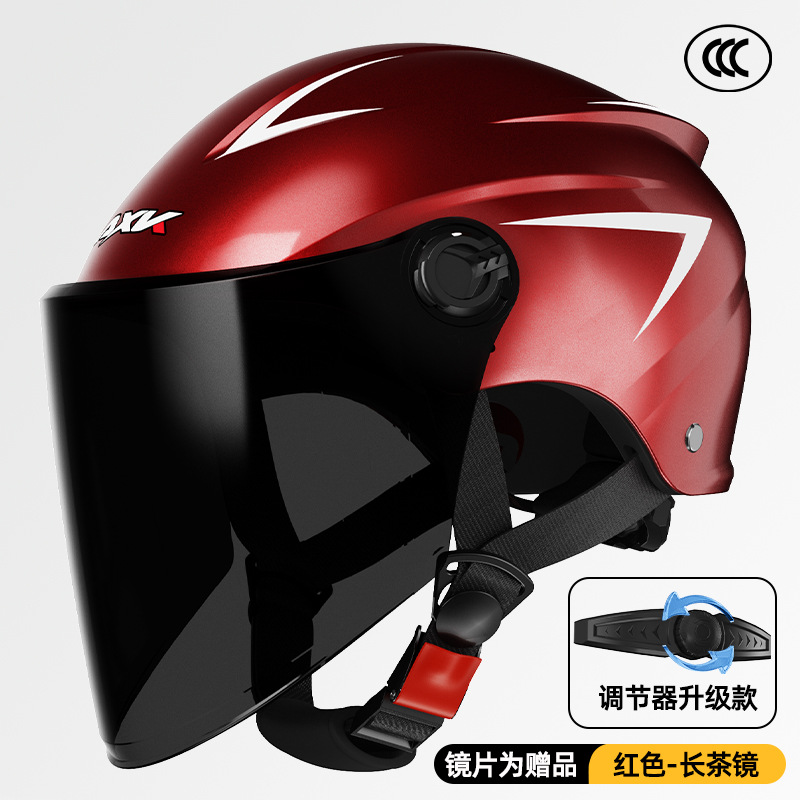 3C certificado casco de coche eléctrico verano de los hombres protección solar medio casco mujer cuatro estaciones batería motocicleta invierno cálido casco