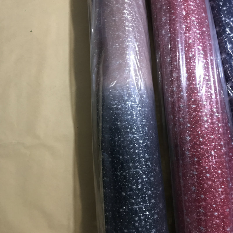 渐变色网眼布网纱超仙裙纱舞台服装面料辅料渐变星空网纱洒金亮片
