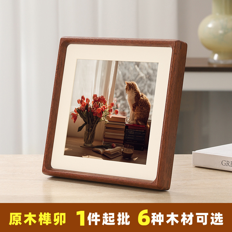 Solid Wood Photo Frame, Black Ebony Wood, Double Mortise and Tenon, Square V-Corner Frame, Tabletop Landscape Decoration, Photo Frame for Bedroom and Living Room Solid Wood Photo Frame, Black Ebony Wood, Double Mortise and Tenon, Square V-Corner Frame, Tabletop Landscape Decoration, Photo Frame for Bedroom and Living Room