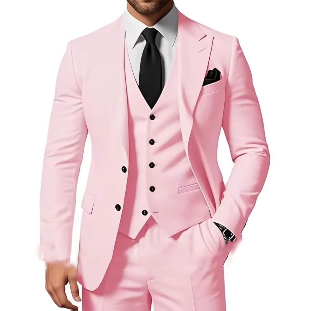 Nuevo traje de hombre traje de tres piezas casual de negocios banquete de baile traje delgado vestido de playa de boda
