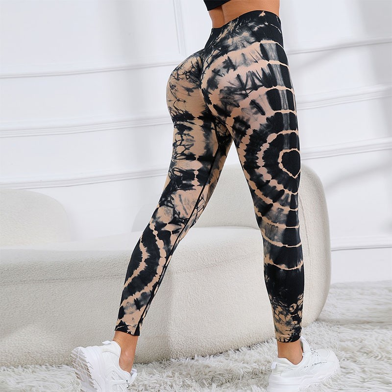 Pantalones de Yoga Tie-Dye Novedosos, Pantalones Deportivos de Cintura Alta con Efecto Levanta Glúteos, Pantalones Largos Ajustados con Control de Abdomen para Mujer, Ropa Deportiva para Correr al Aire Libre