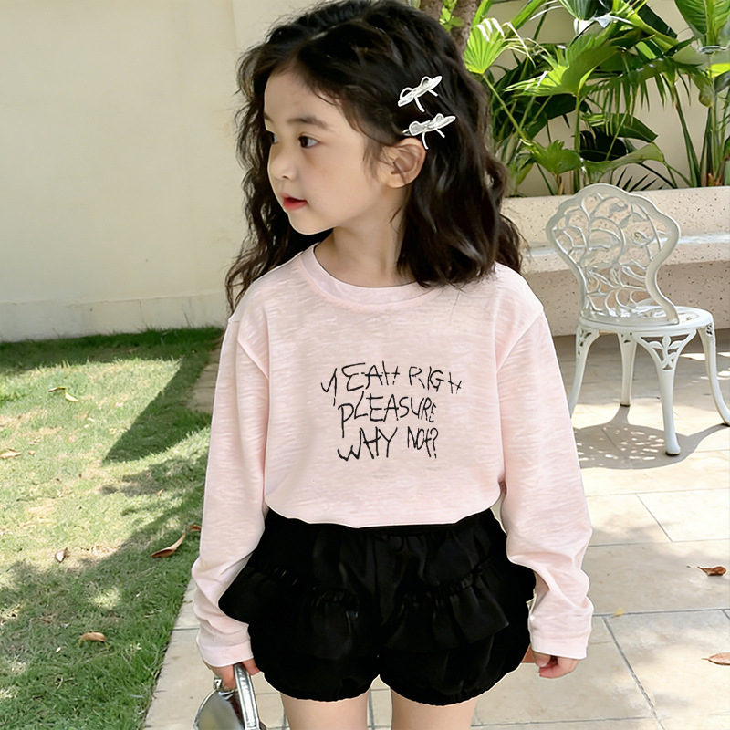 Snowflake cotton seamless printed lightweight sun protection cover-up for girls, summer clothes, breathable long-sleeved T-shirt, dopamine clothing