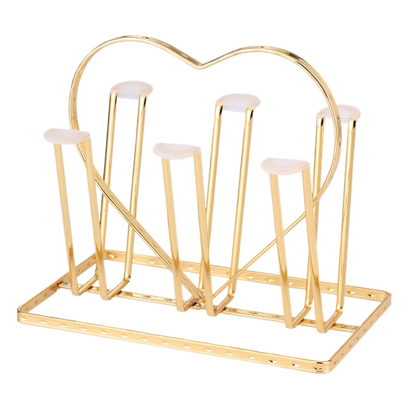 Titular de la taza de drenaje de hierro de estilo japonés de estilo europeo creativo luz piso de lujo taza de agua estante invertido juego de agua de cocina estante de almacenamiento