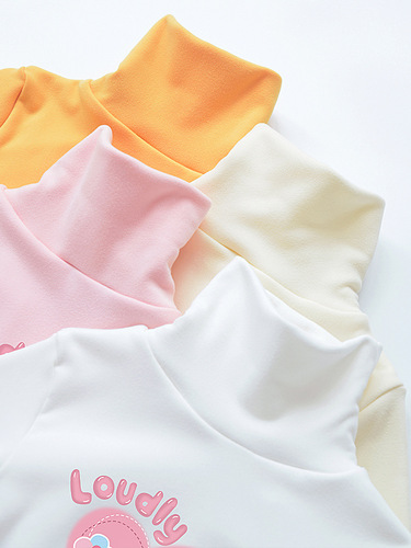 Half-length collar girl's base layer shirt with thermal padding, thickened for autumn and winter 2024 new children's warm top, large child innerwear for winter