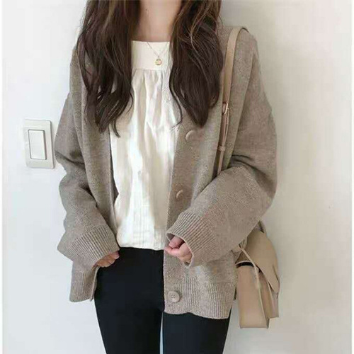 Coat Collar Large Size Trendy Korean Knit Sweater Slim New Fall Outerwear Women's Fashion Sweater