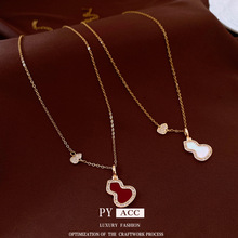 中古葫芦不锈钢吊坠项链新中式轻奢气质锁骨链百搭高级感饰品批发