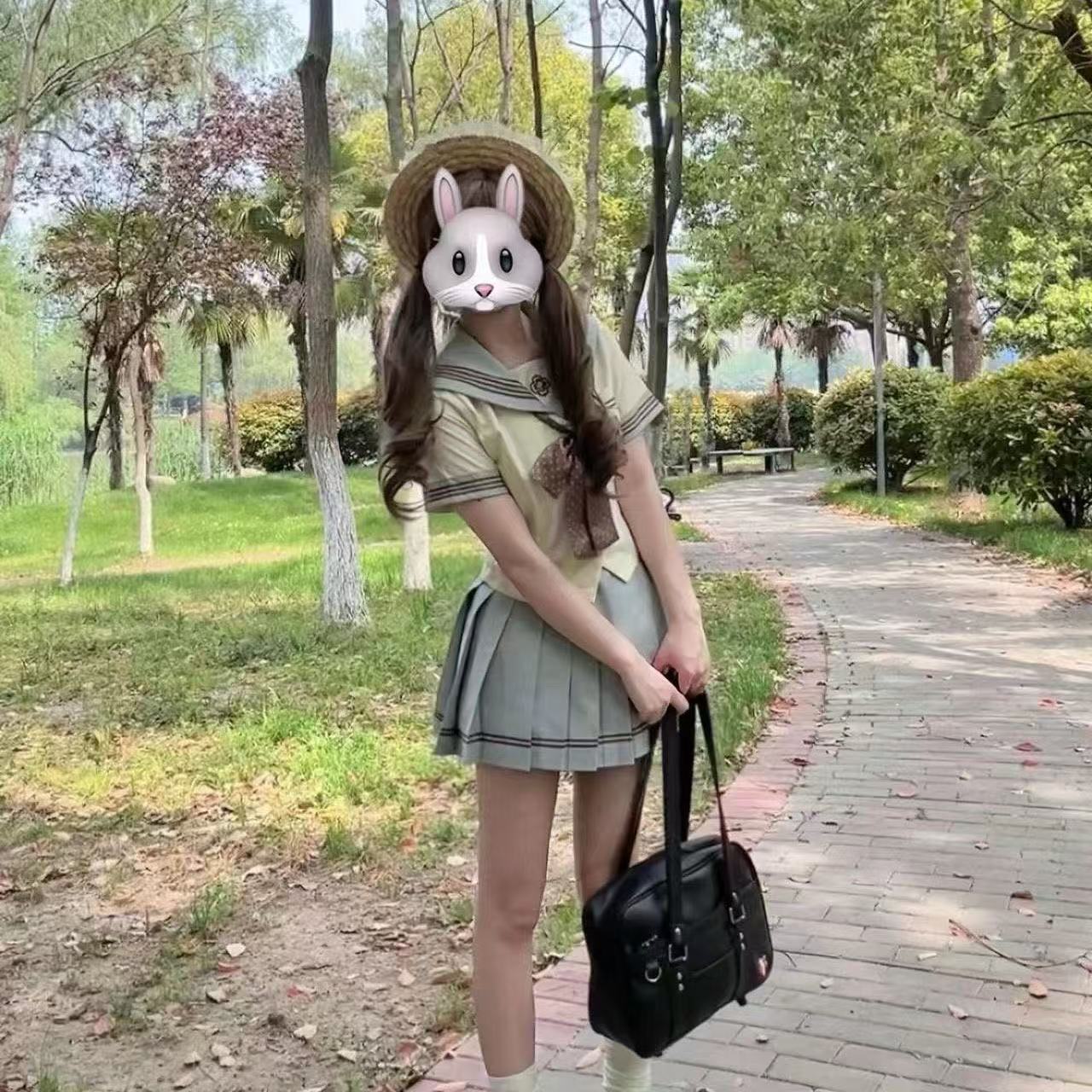 日系jk制服甜美学院校供穿搭外穿小众淑女风水手服短袖百褶裙套装